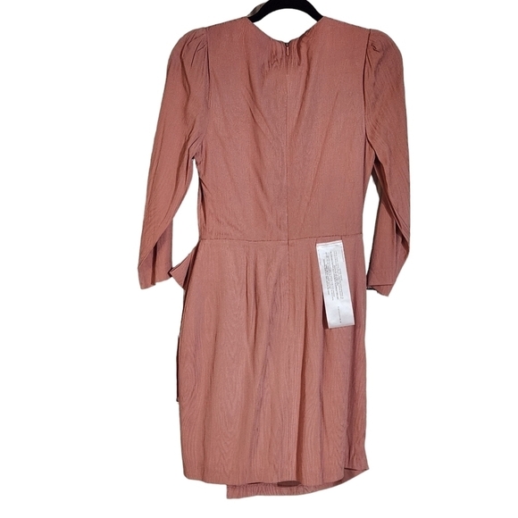Bcbgmaxazria Puff-Sleeve Bow Dusty Rose Dress Size: 4 - Picture 8 of 13